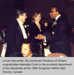 Lincoln Alexander with Adeodata Czink at the 1989 Hungarian Helikan Ball